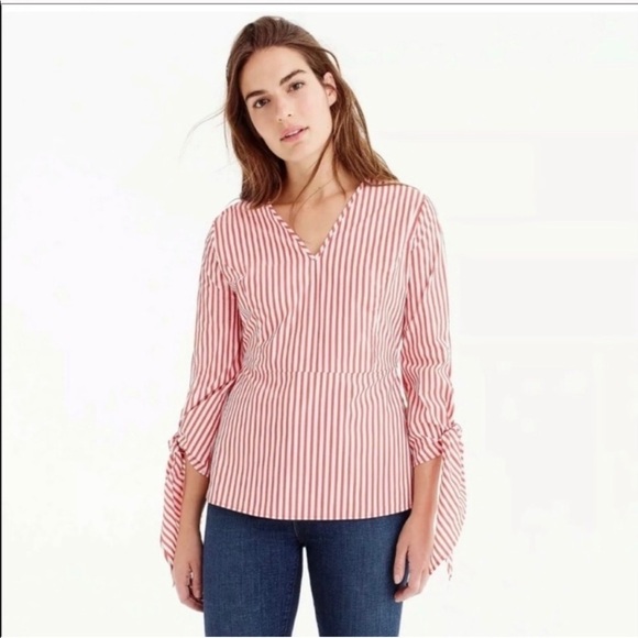 Universal Standard For J. Crew Striped Blouse Red & White NWT XS - Picture 2 of 9